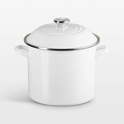 Le Creuset ® 10-Qt. White Enameled Stockpot with Stainless Steel Knob
