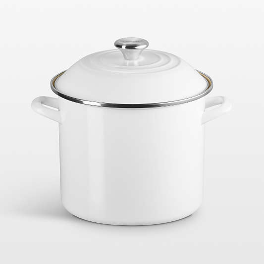 Le Creuset ® 10-Qt. White Enameled Stockpot with Stainless Steel Knob