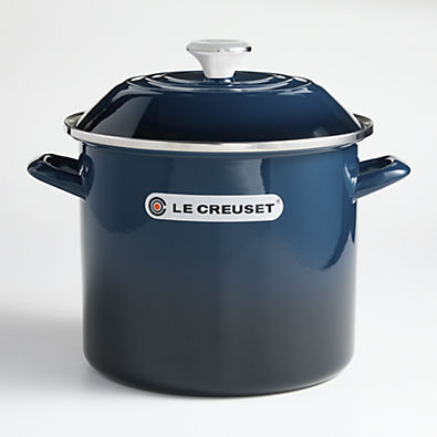 View Le Creuset ® Signature 10-Qt. Nuit Enamel Stockpot with Stainless Steel Knob details