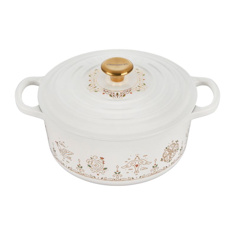 Le Creuset ® Signature Noel White 12 Days of Chirstmas 3.5-Qt. Round Dutch Oven with Gold Knob - image 1 of 5