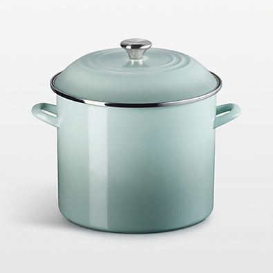 View Le Creuset ® 16-Qt. Sea Salt Enameled Stockpot with Stainless Steel Knob details