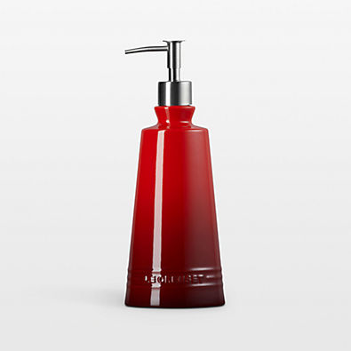 View Le Creuset ® Signature 20-oz. Cerise Stoneware Soap Dispenser details