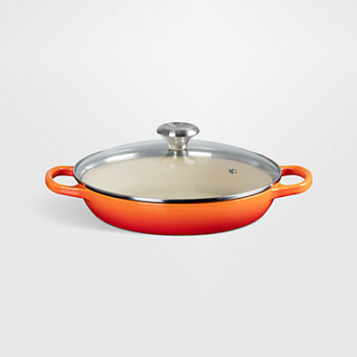 View Le Creuset ® 2.25-Qt. Flame Enameled Cast Iron Braiser with Glass Lid details