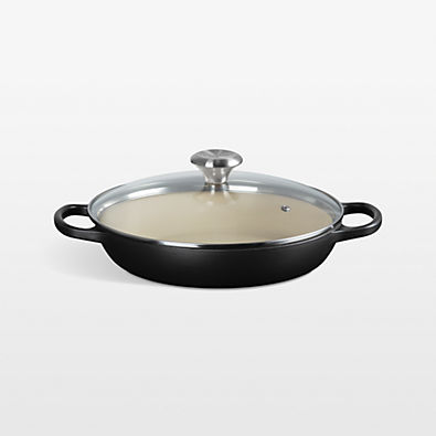 View Le Creuset ® 2.25-Qt. Licorice Enameled Cast Iron Braiser with Glass Lid details