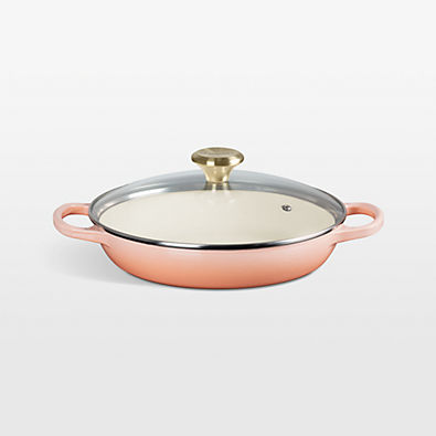 View Le Creuset ® 2.25-Qt. Peche Enameled Cast Iron Braiser with Glass Lid details