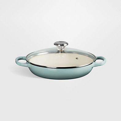 View Le Creuset ® 2.25-Qt. Sea Salt Enameled Cast Iron Braiser with Glass Lid details