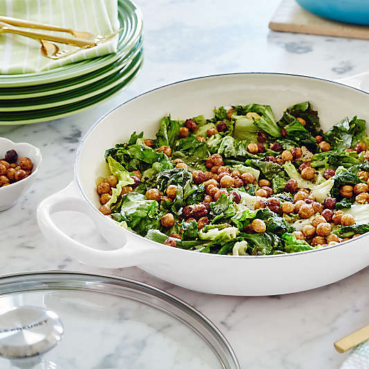 Le Creuset ® 2.25-Qt. White Enameled Cast Iron Braiser with Glass Lid