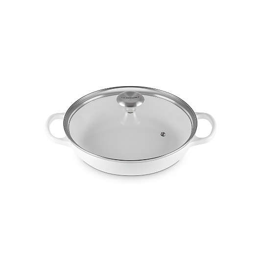 Le Creuset ® 2.25-Qt. White Enameled Cast Iron Braiser with Glass Lid