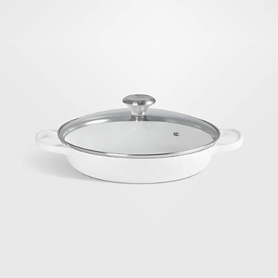 Le Creuset ® 2.25-Qt. White Enameled Cast Iron Braiser with Glass Lid