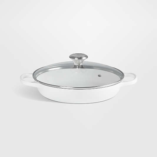 Le Creuset ® 2.25-Qt. White Enameled Cast Iron Braiser with Glass Lid