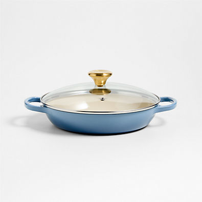 View Le Creuset ® 2.25-Qt. Chambray Enameled Cast Iron Braiser with Glass Lid details