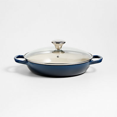 View Le Creuset ® 2.25-Qt. Nuit Enameled Cast Iron Braiser with Glass Lid details
