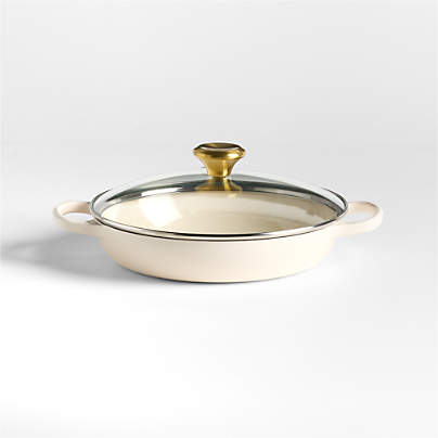Le Creuset ® 2.25-Qt. Cream Enameled Cast Iron Braiser with Glass Lid