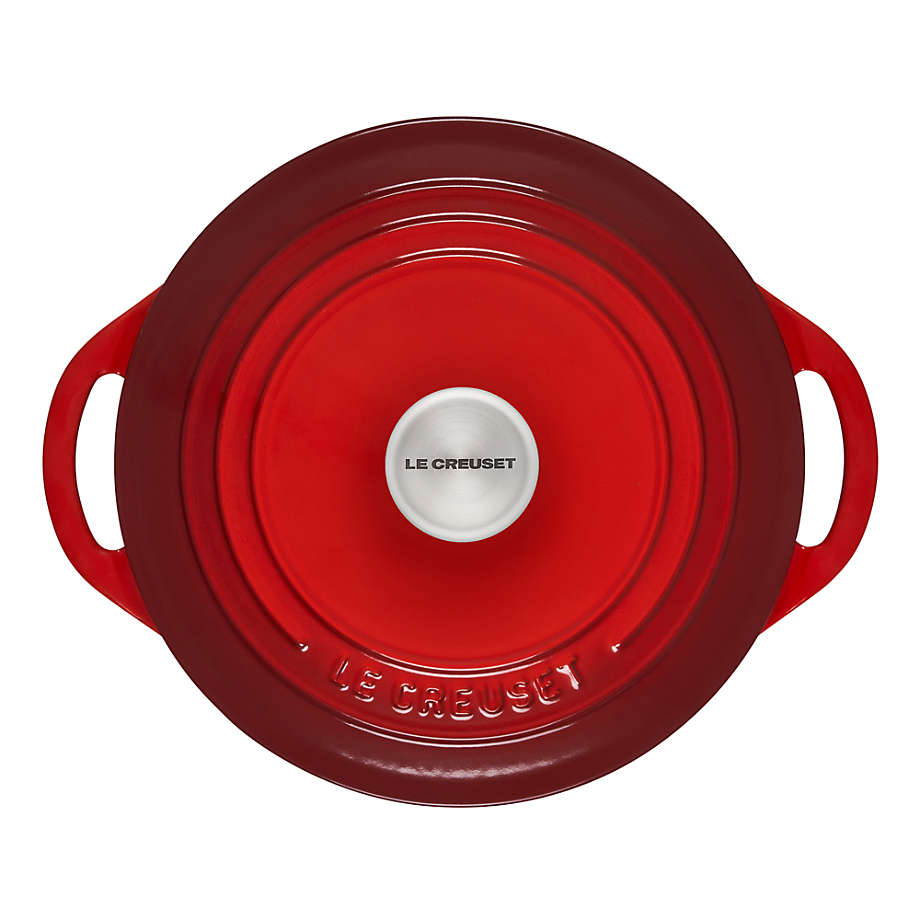 Le Creuset Signature 7.25-Qt. Round Cerise Red Enameled Cast Iron Dutch Oven  with Lid + Reviews, Crate & Barrel