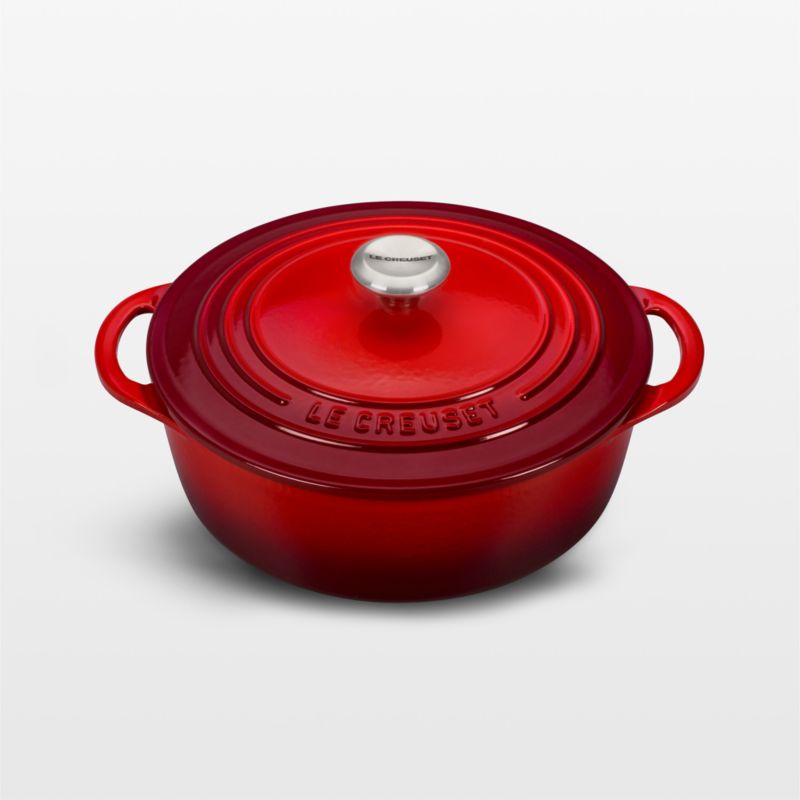 Sold at Auction: Trio of Le Creuset Sauce Pans and Heart Shaped Dutch Oven  in Cerise Red