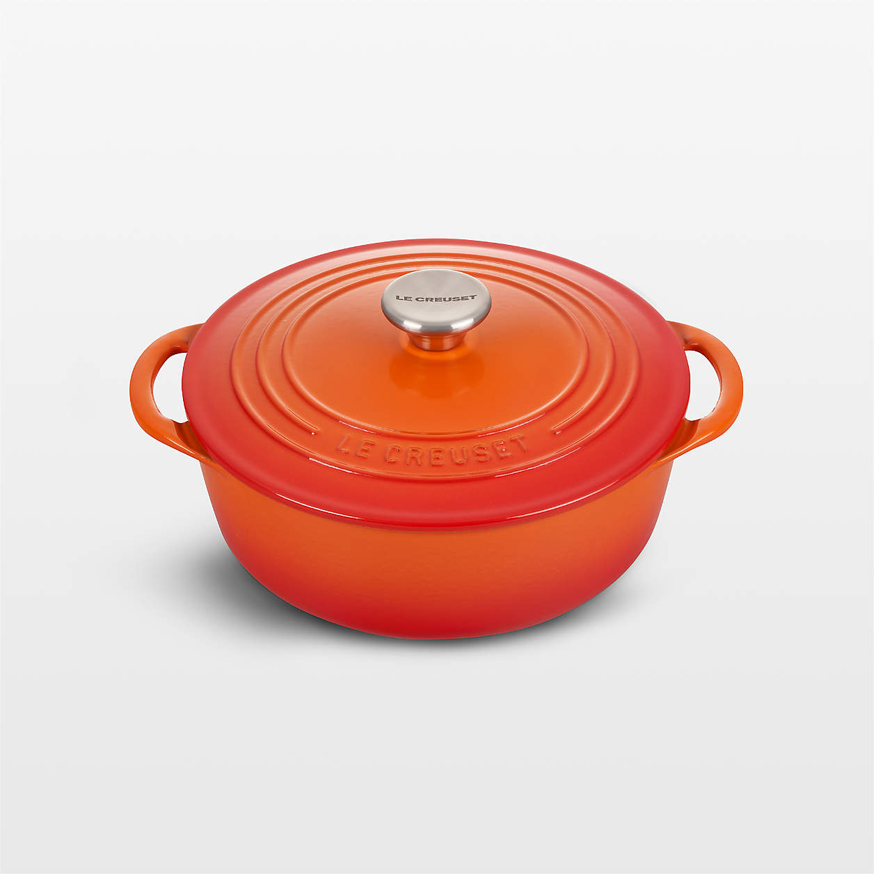 Le Creuset Flame 2.75Qt. Shallow Round Oven + Reviews Crate & Barrel