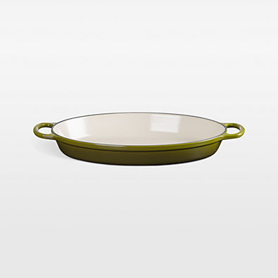 View Le Creuset ® Signature 3-Qt. Olive Enameled Cast Iron Oval Baker details