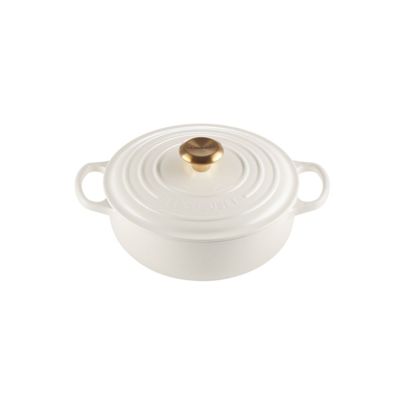 Le Creuset Signature 3.5-Qt. Cream Sauteuse Oven + Reviews | Crate & Barrel