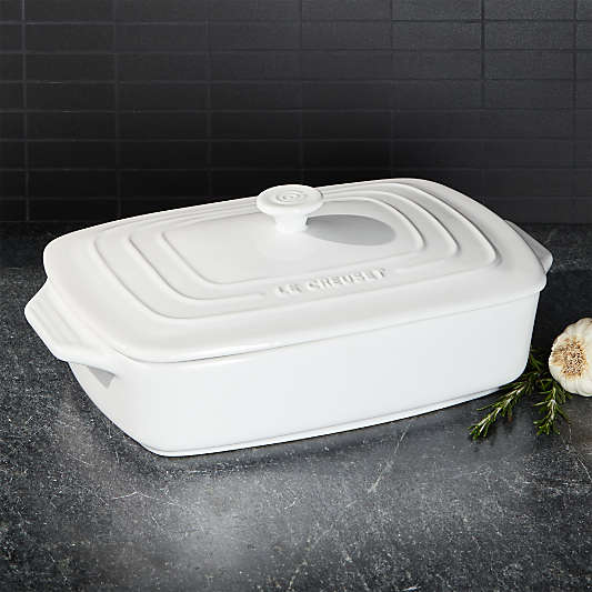 Le Creuset ® Rectangular 3.5-Quart White Ceramic Casserole Dish with Lid