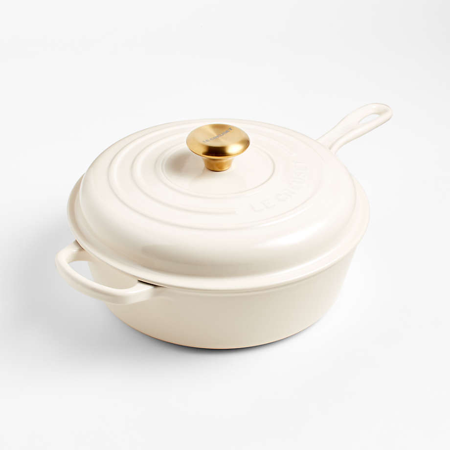 Le Creuset 3.75-Qt. Cream Signature Cassadou + Reviews | Crate & Barrel