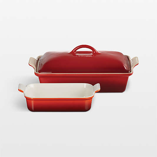 Le Creuset ® Cerise 3-Piece Heritage Rectangular Casserole Dish Set