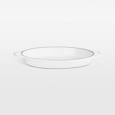 View Le Creuset ® Signature 3-Qt. White Enameled Cast Iron Oval Baker details