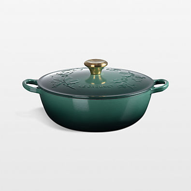 View Le Creuset ® Traditional Holly Artichaut 4.5-Qt.Round Dutch Oven with Gold Knob details