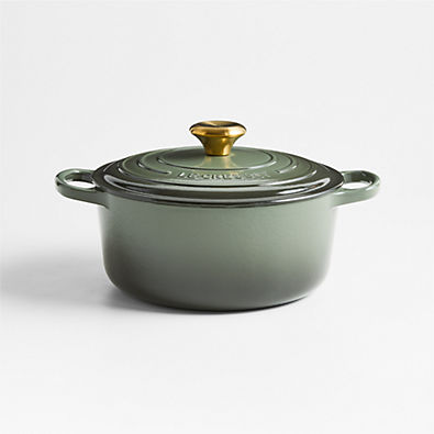 View Le Creuset ® Signature 4.5-Qt. Thyme Enameled Cast Iron Round Dutch Oven details