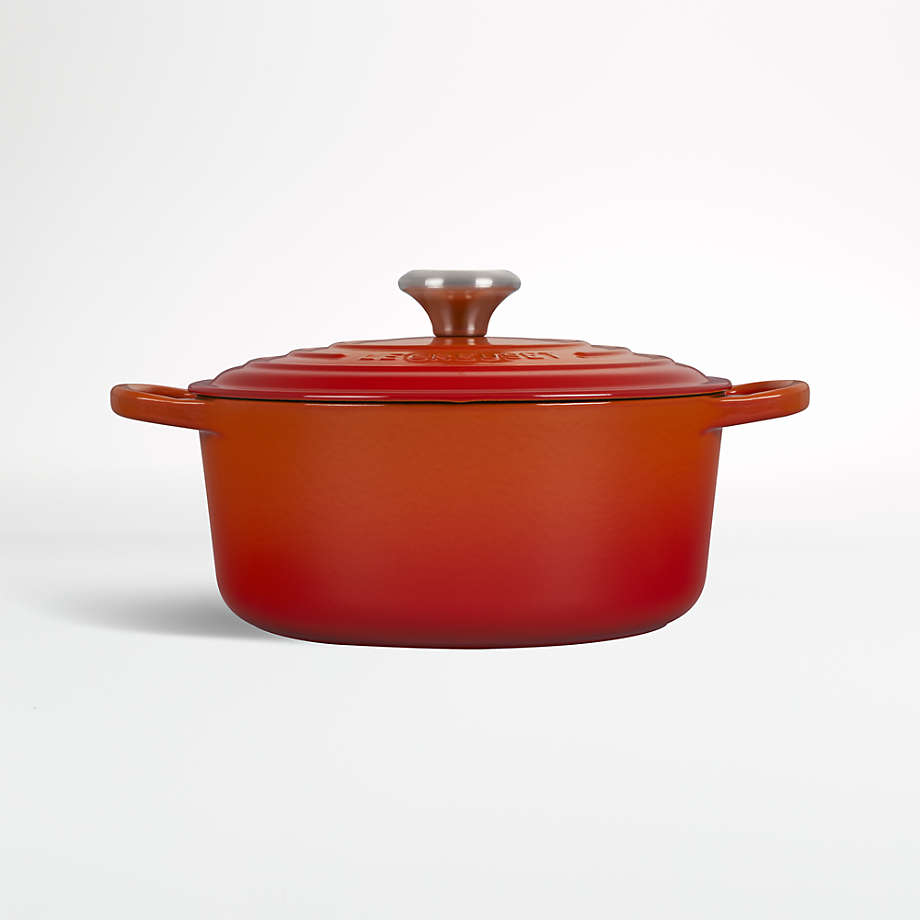 Le Creuset Signature 4.5-Qt. Flame Orange Enameled Cast Iron Round Dutch Oven with Lid + Reviews | Crate & Barrel