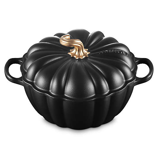 Le Creuset ® Signature 4-Qt. Licorice Pumpkin Oven with Gold Stem