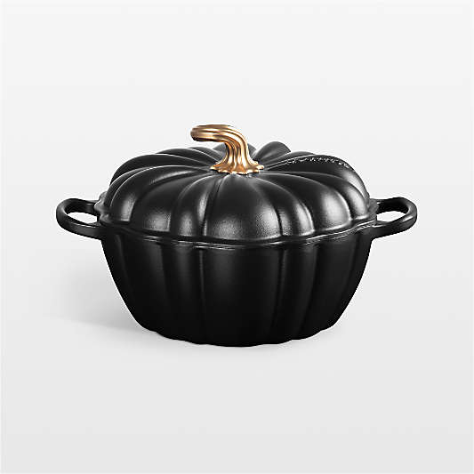 Le Creuset ® Signature 4-Qt. Licorice Pumpkin Oven with Gold Stem