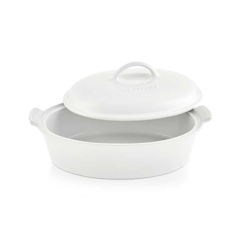 Le Creuset ® Heritage Oval 4-Qt. White Ceramic Casserole Dish with Lid - image 1 of 3