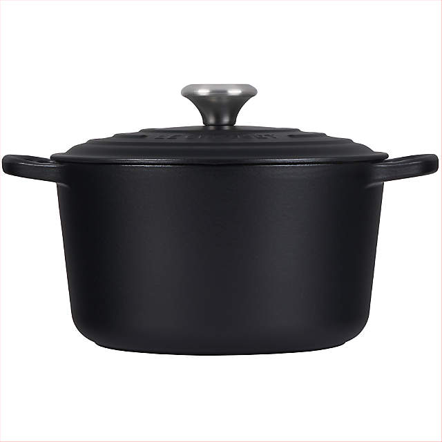 Le Creuset Signature Round Licorice Black Enameled Cast Iron Dutch Ovens  with Lids, Crate & Barrel