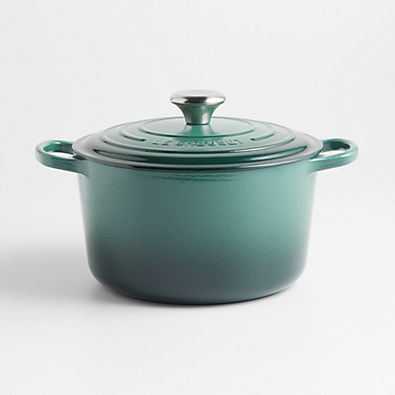 View Le Creuset Deep 5.25-Qt. Artichaut Green Enameled Cast Iron Dutch Oven details