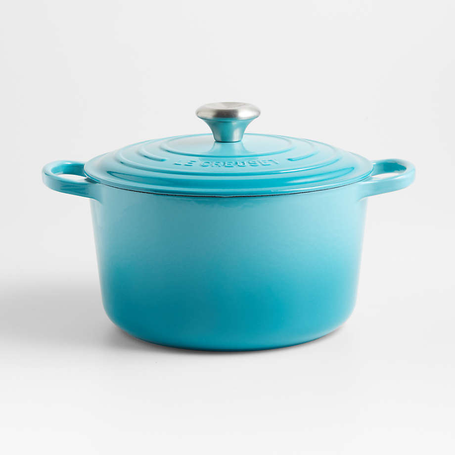 Le Creuset Round 5.25-Qt. Carribean Blue Enameled Cast Iron Deep Dutch ...