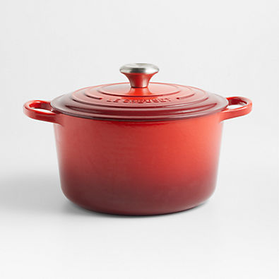 View Le Creuset ® Deep 5.25-Qt. Cerise Red Enameled Cast Iron Dutch Oven details