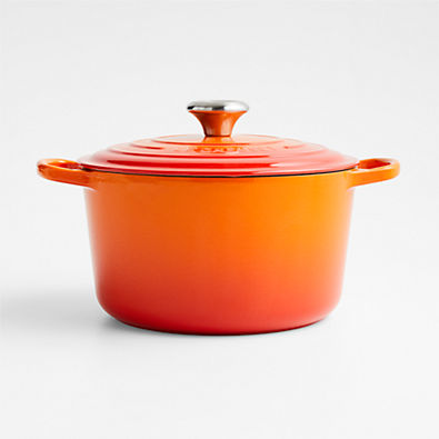 View Le Creuset ® Deep 5.25-Qt. Flame Orange Enameled Cast Iron Dutch Oven details
