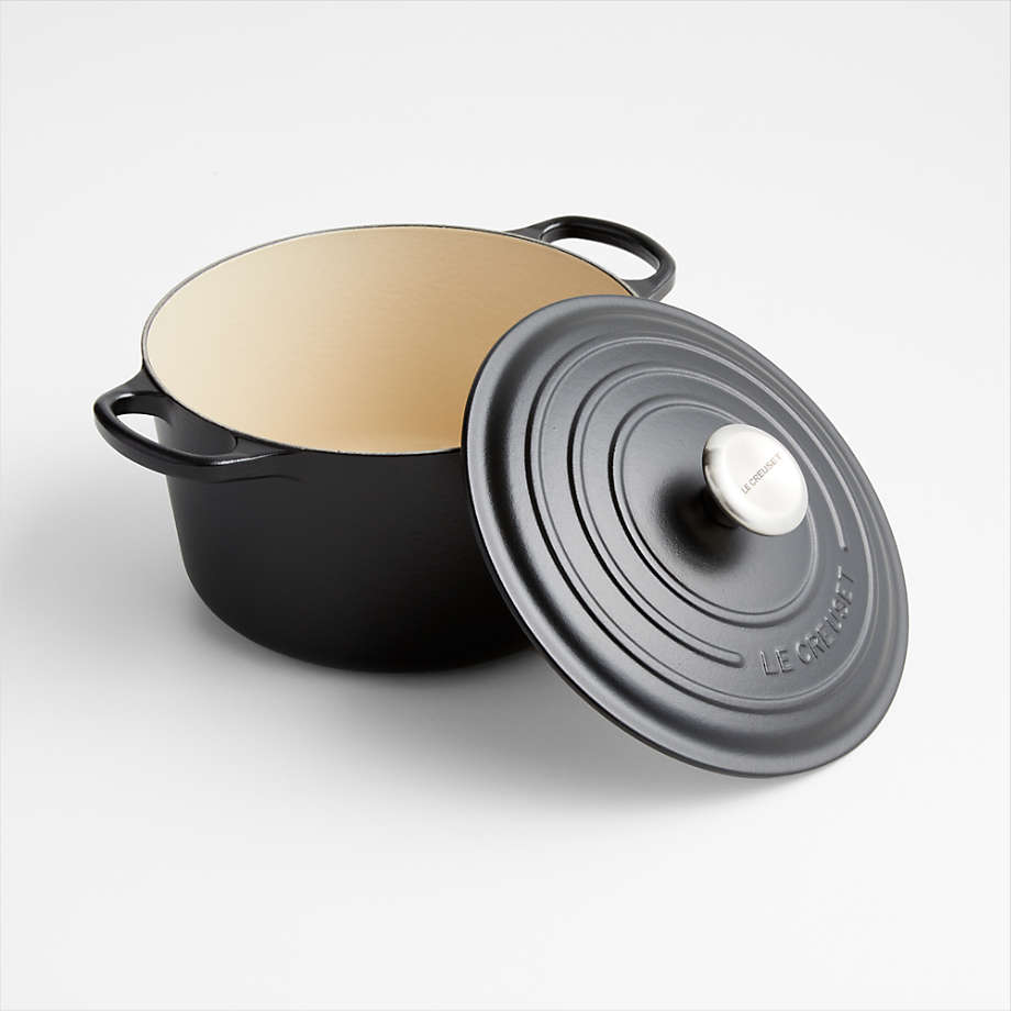 Le Creuset Signature Round Licorice Black Enameled Cast Iron Dutch Ovens  with Lids, Crate & Barrel