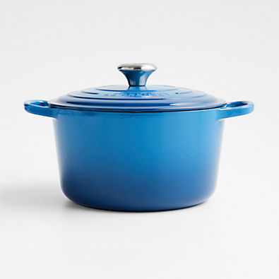 View Le Creuset ® Deep 5.25-Qt. Marseille Blue Enameled Cast Iron Dutch Oven details