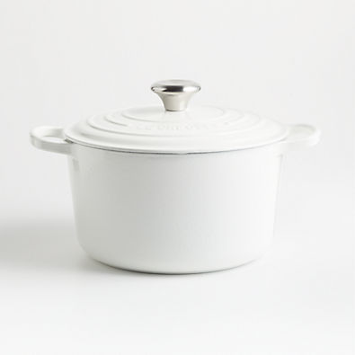 View Le Creuset Deep 5.25-Qt. White Enameled Cast Iron Dutch Oven details