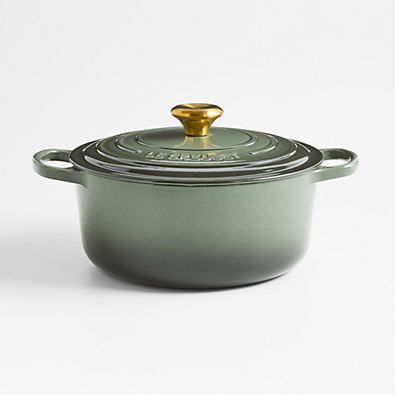 View Le Creuset ® Signature 5.5-Qt. Thyme Enameled Cast Iron Round Dutch Oven details
