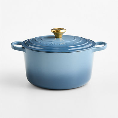 View Le Creuset ® Signature 6.5-Qt. Chambray Enameled Cast Iron Deep Round Dutch Oven details