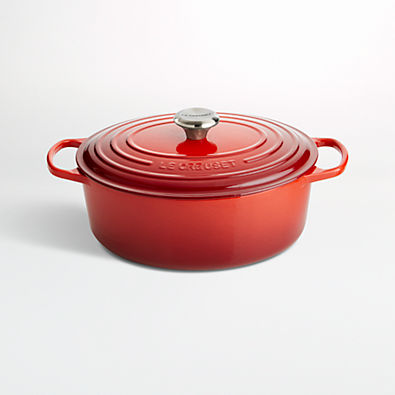 View Le Creuset ® Signature 6.75-Qt. Cerise Enameled Cast Iron Oval Dutch Oven details