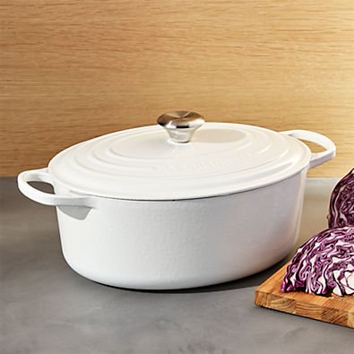 View Le Creuset ® Oval 6.75-Qt. White Enameled Cast Iron Dutch Oven details