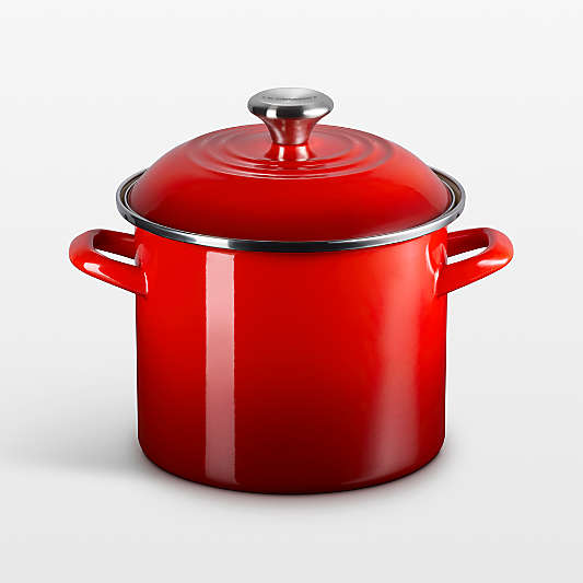Le Creuset ® 6-Qt. Cerise Enameled Stockpot with Stainless Steel Knob