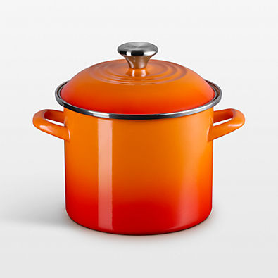 View Le Creuset ® 6-Qt. Flame Enameled Stockpot with Stainless Steel Knob details
