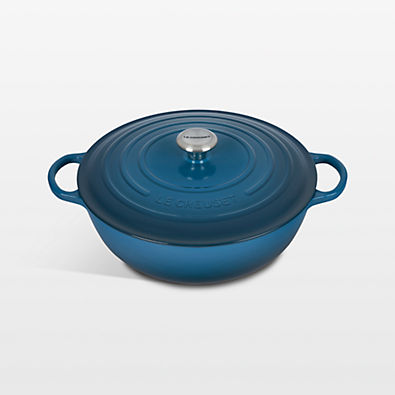View Le Creuset ® Signature 7.5-Qt. Deep Teal Enameled Cast Iron Chef Oven details
