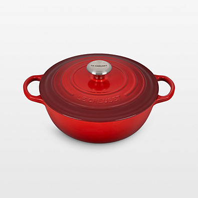 View Le Creuset ® Signature 7.5-Qt. Cerise Red Enameled Cast Iron Chef Oven details