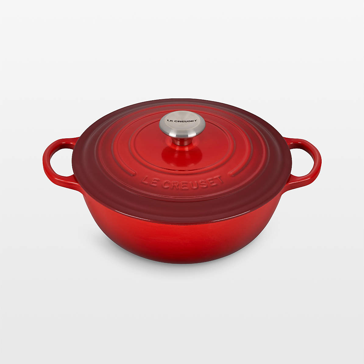 Le Creuset Enameled Steel Stock Pot with Lid Ombre Red