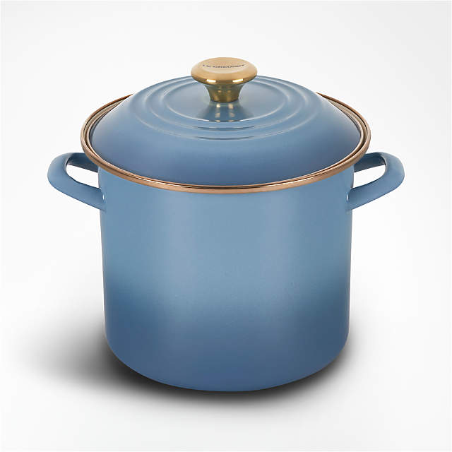 8 Quart Enamel-On-Steel Stock Pot with Glass Lid - Cobalt Blue